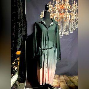 Lularoe new without tags black faded to pink belted dress with pockets